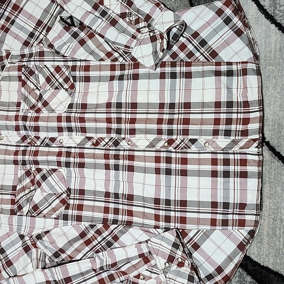 BKE ATHLETIC FIT PLAID SNAP-BUTTON LONG-SLEEVED SHIRT XXL - Picture 8 of 14